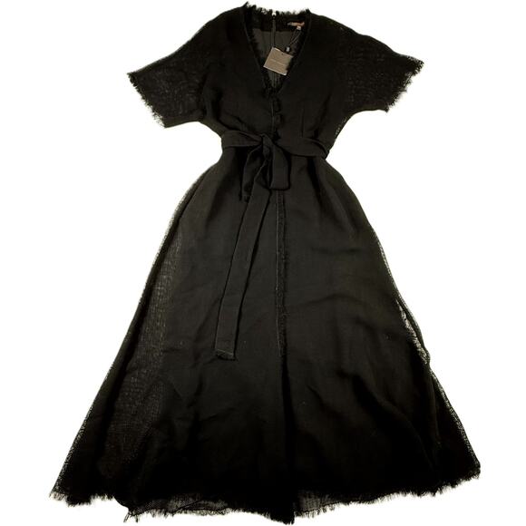 ADOLFO DOMINGUEZ NWT Size38 black v-neck midi length sheer - Picture 2 of 10